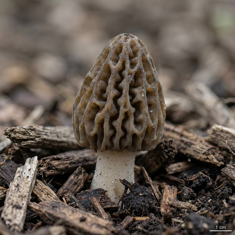 Morilles de paillis d'écorce