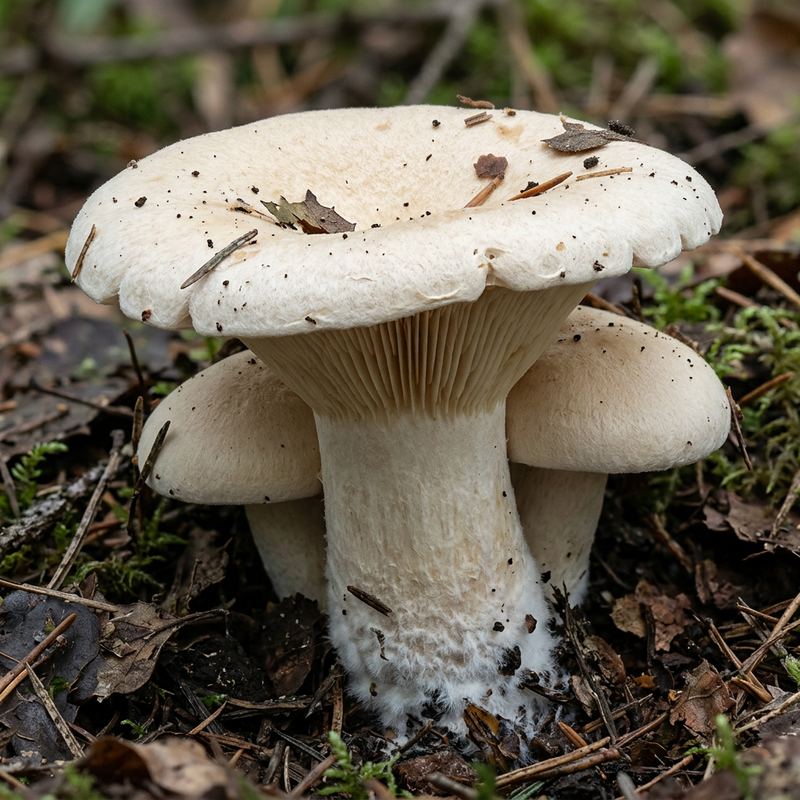 Vers en entonnoir de la rubéole (Leucopaxillus), illustration IA
