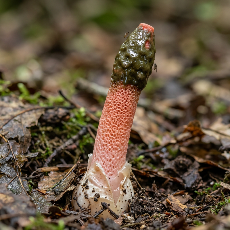 Rötlicher Rutenpilz (Mutinus ravenelii), illustration IA