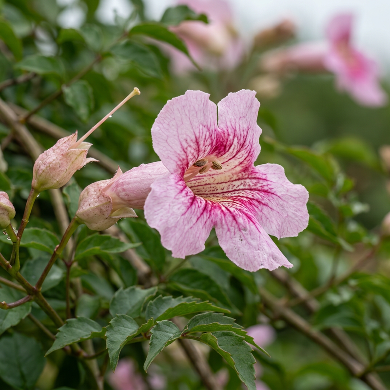 Rosa Trompetenwinde (Podranea ricasoliana), illustration IA