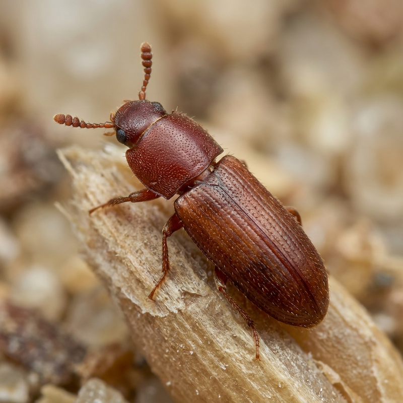 Coléoptère de la farine rouge-brun