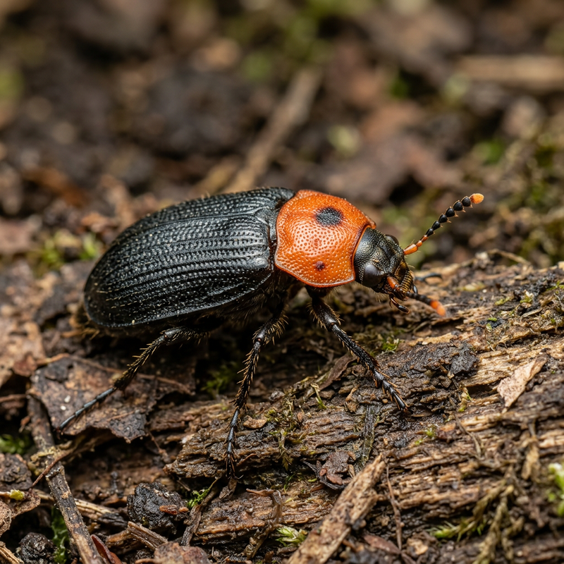Coléoptère charognard rouge