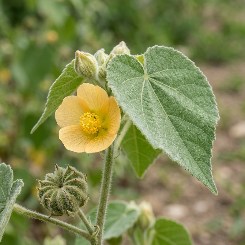 Peuplier velours (Abutilon theophrasti), illustration IA