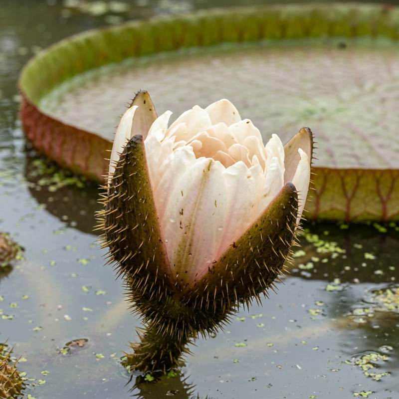 Nénuphar géant de Santa Cruz (Victoria cruziana), illustration IA