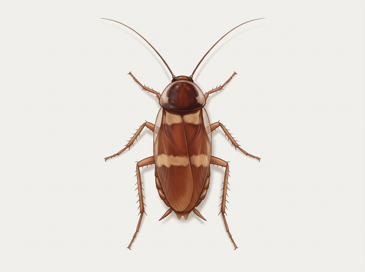 Braunbandschabe (Supella longipalpa), Weibchen mit hellen Querbinden, von oben