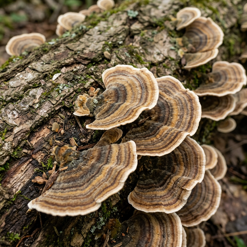 Tramète papillon (Trametes versicolor), illustration IA