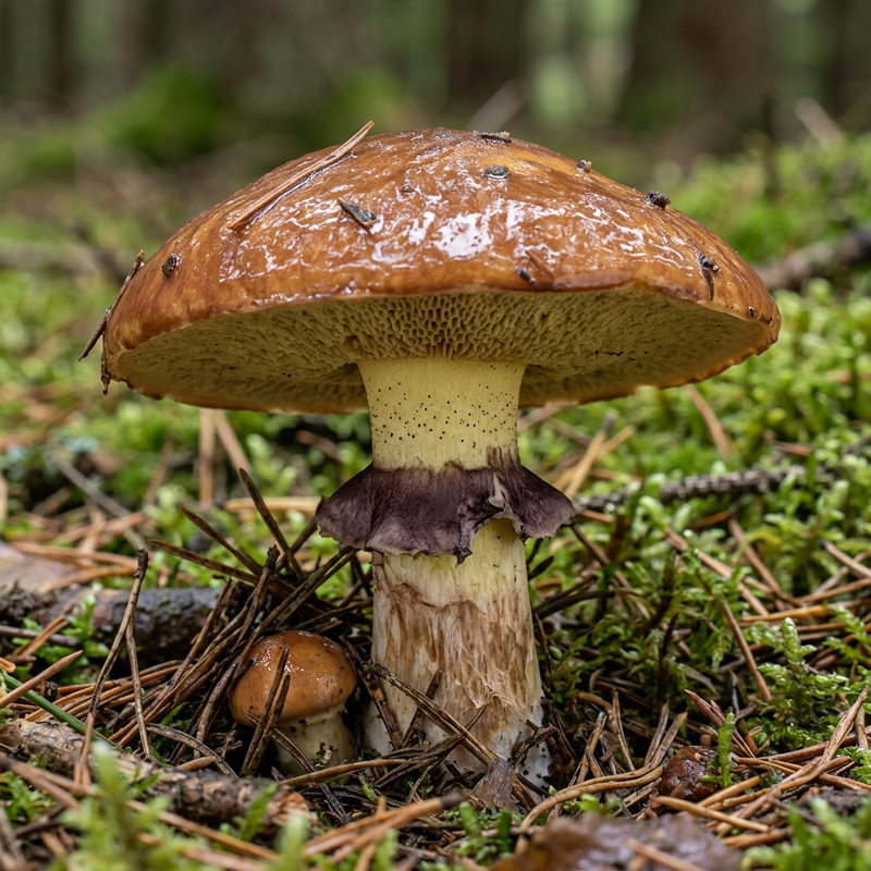 Cèpes gras (Suillus), illustration IA