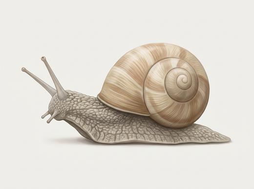 Escargot romain (Helix pomatia) vu de côté, avec une grande coquille sphérique brun clair