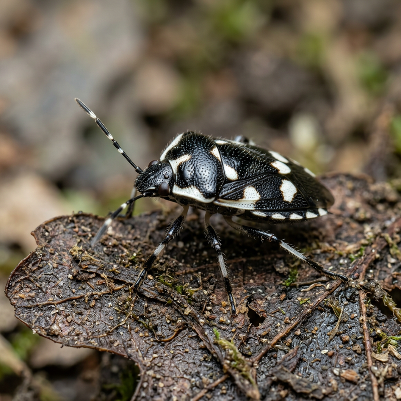 Insecte de terre noir et blanc