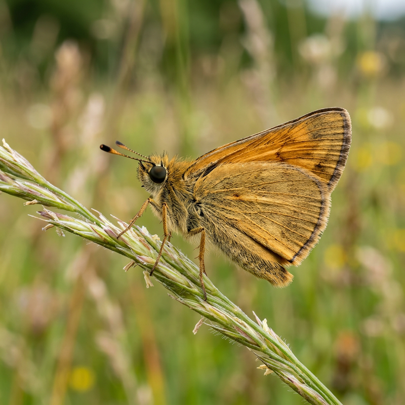Papillon tête-de-boule brune à ventre noir