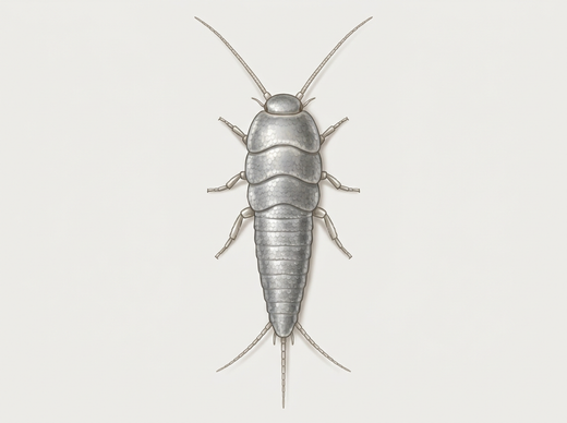 Poisson d'argent (Lepisma saccharinum) d'en haut