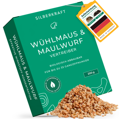 Slberkraft Campagnol & Mole Repeller - protection biodégradable pour jardin et pelouse