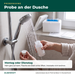 Probenahme an der Dusche: Hahn ganz auf warm, Flasche erst direkt vorher öffnen