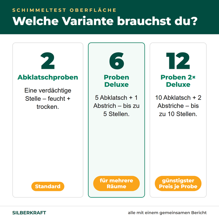 Quelle variante : 2 prélèvements, Deluxe avec 6 échantillons ou 2× Deluxe avec 12