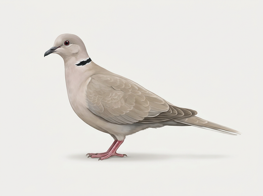 Tourterelle turque (Streptopelia decaocto) vue de côté, beige-gris avec tour de cou noir
