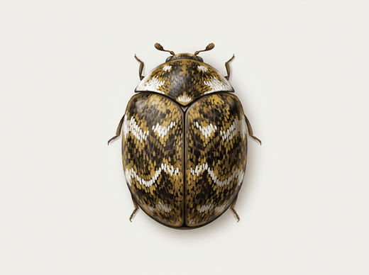 Coléoptère des fleurs laineuses (Anthrenus verbasci), coléoptère d'en haut