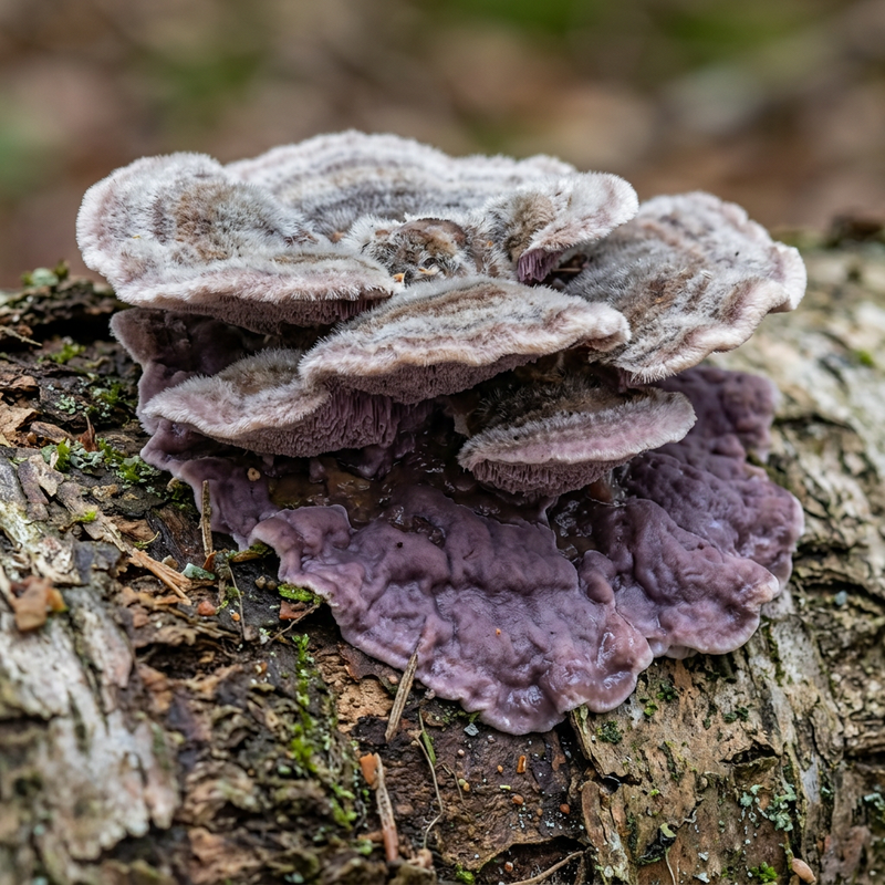 Violetter Knorpelschichtpilz (Chondrostereum purpureum), illustration IA