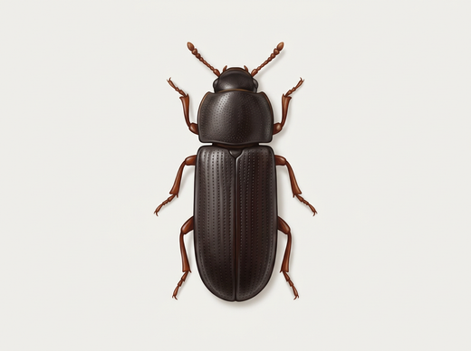 Grand coléoptère de la farine (Tribolium destructor) d'en haut