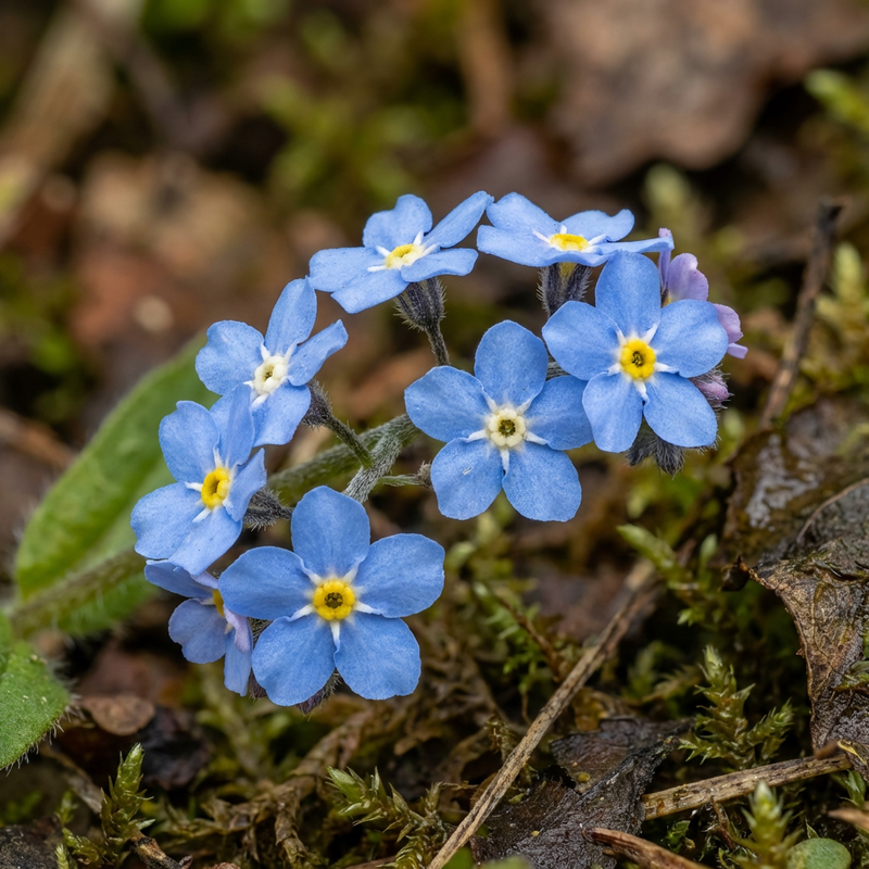 Les myosotis de la forêt