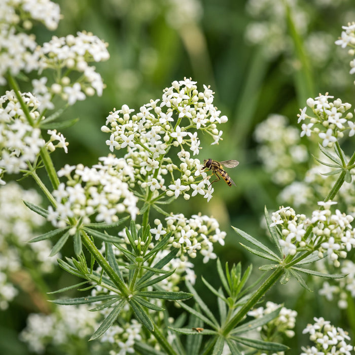 Blüte von Weißes Labkraut (Galium album) in Nahaufnahme (KI-generiert)