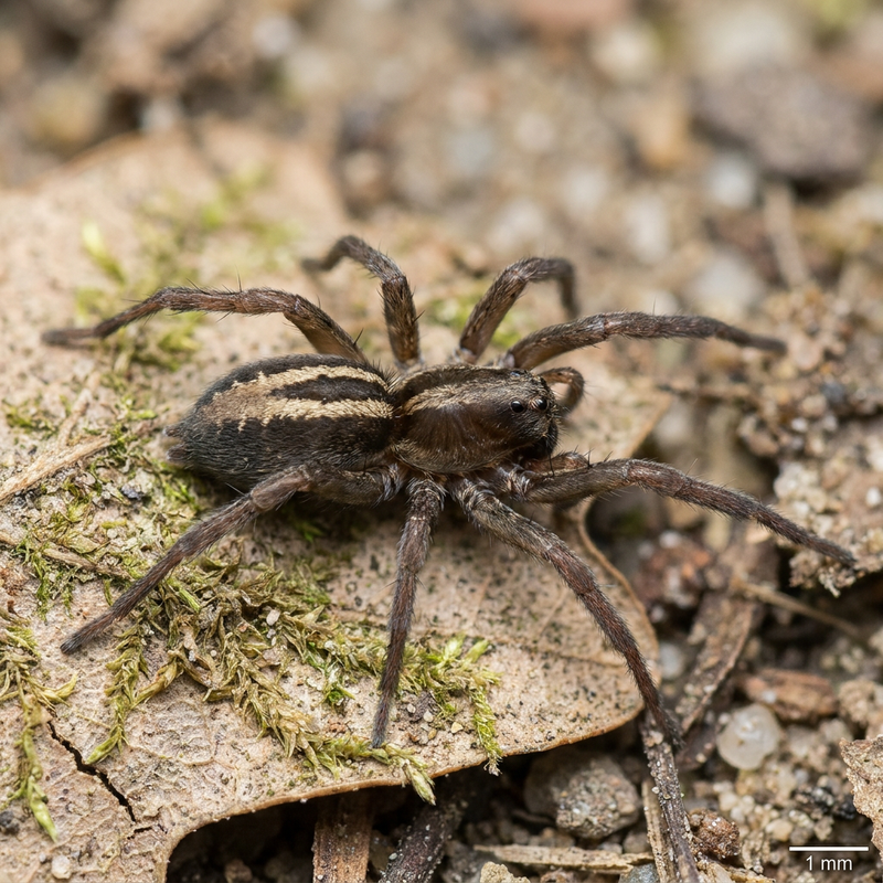 Araignée terrestre à rayures blanches