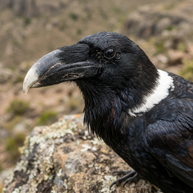 Weißhalsrabe (Corvus albicollis), illustration IA