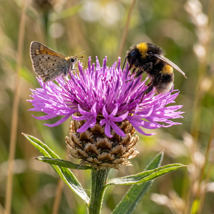 Blüte von Wiesen-Flockenblume (Centaurea jacea) in Nahaufnahme (KI-generiert)