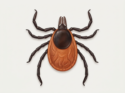 Cobe commune (Ixodes ricinus), femelle d'en haut