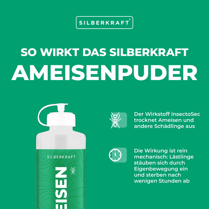 Poudre anti-fourmis – remède anti-fourmis pour l’intérieur et l’extérieur – 100 % terre de diatomées – alternative aux appâts et sprays anti-fourmis