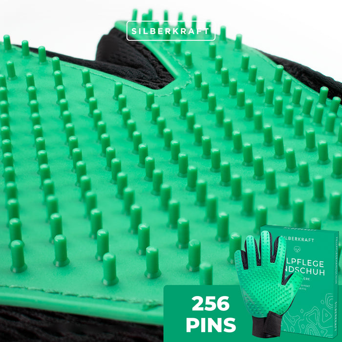 gant de toilettage pour chien, chat, cheval; Lapins et autres animaux de compagnie - soin doux grâce à 256 picots - effet de massage - taille unique - à poils longs ou courts