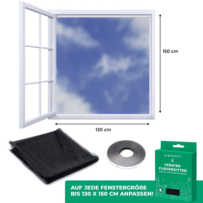 Moustiquaire pour fenêtres - 130 x 150 cm - sans perçage - Silberkraft