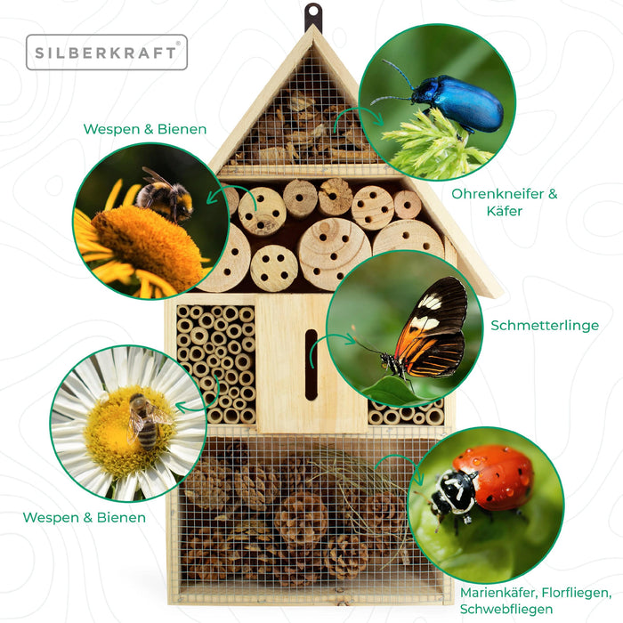 Hôtel à insectes en bois de pin - abri pour insectes - 48 x 31 x 10 cm