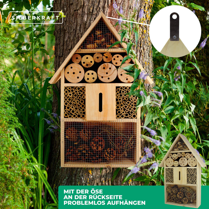 Hôtel à insectes en bois de pin - abri pour insectes - 48 x 31 x 10 cm
