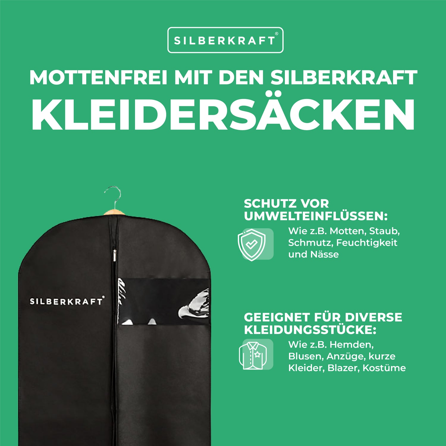 Kleidersack mit Reißverschluss - Silberkraft